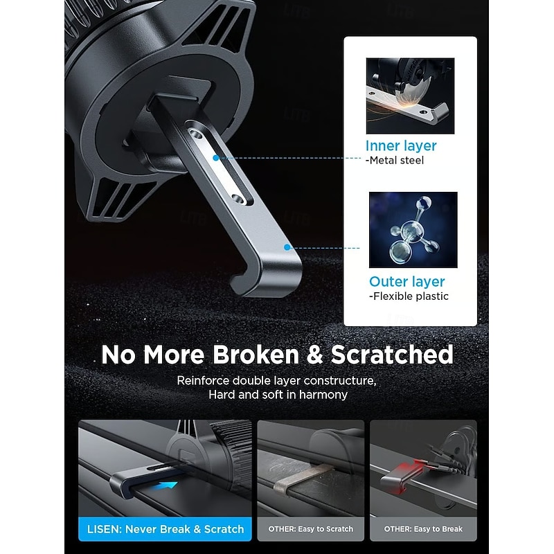 Air Vent Car Phone Mount Holder Universal Adjustable Dashboard Clip On Mobile Stand Vehicle Car Interior Navigation Secure Grip Smartphone Accessory Easy Installation4