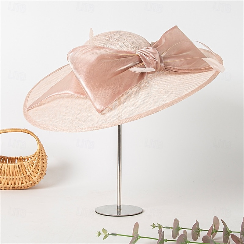 Hats Sinamay Sun Hat Wedding Holiday Tea Party Horse Race Cocktail Elegant Vintage Sun Protection With Bowknot Headpiece Headwear