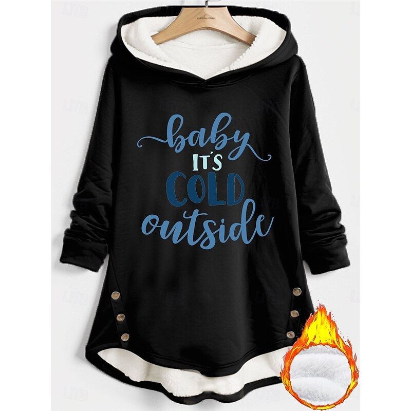 Women's Hoodie Sweatshirt Pullover Fleece Lined Warm Pajamas Hoodies Graphic Letter Warm Casual Fuzzy Long Sleeve Hooded Long Tops Casual Sports Print Black Pink Red Blue Gray Fall Winter2