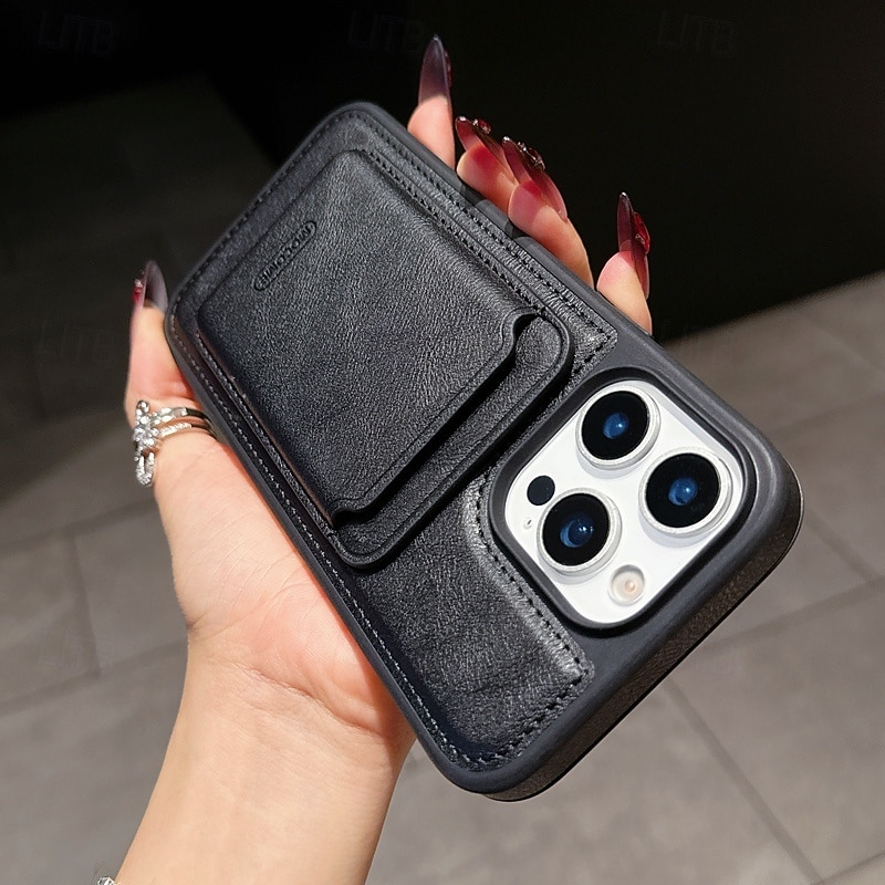 Phone Case For iPhone 17 Pro Max 17 Air 16 15 14 Pro Max Plus 16e 13 Pro Max Back Cover Magnetic Card Slot Shockproof Retro TPU PU Leather3