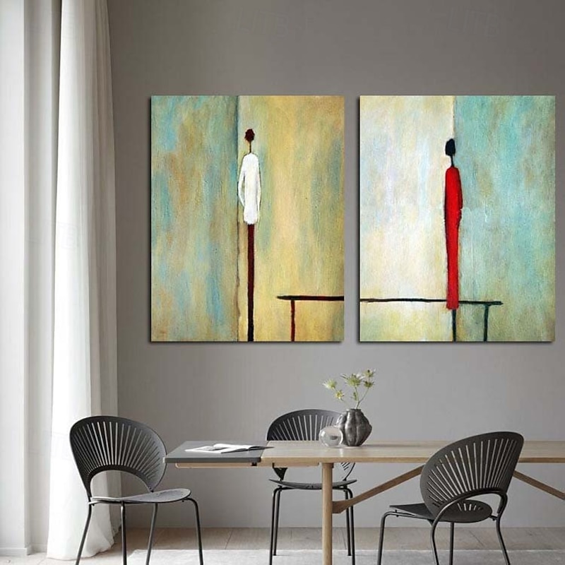 Aritist Hand painted Large 2 Panel Acrylic Painting Abstract Man Woman Figure Oil Paintings on Canvas Modern figure oil painting4