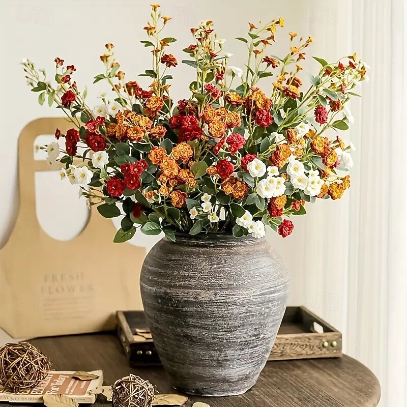 6pcs Mixed Color Realistic Artificial Roses – Touch-Feel Faux Flowers for Wedding, Bridal, Engagement, Bachelor Party, Birthday, Anniversary, Autumn, Farmhouse, and Home Decor4