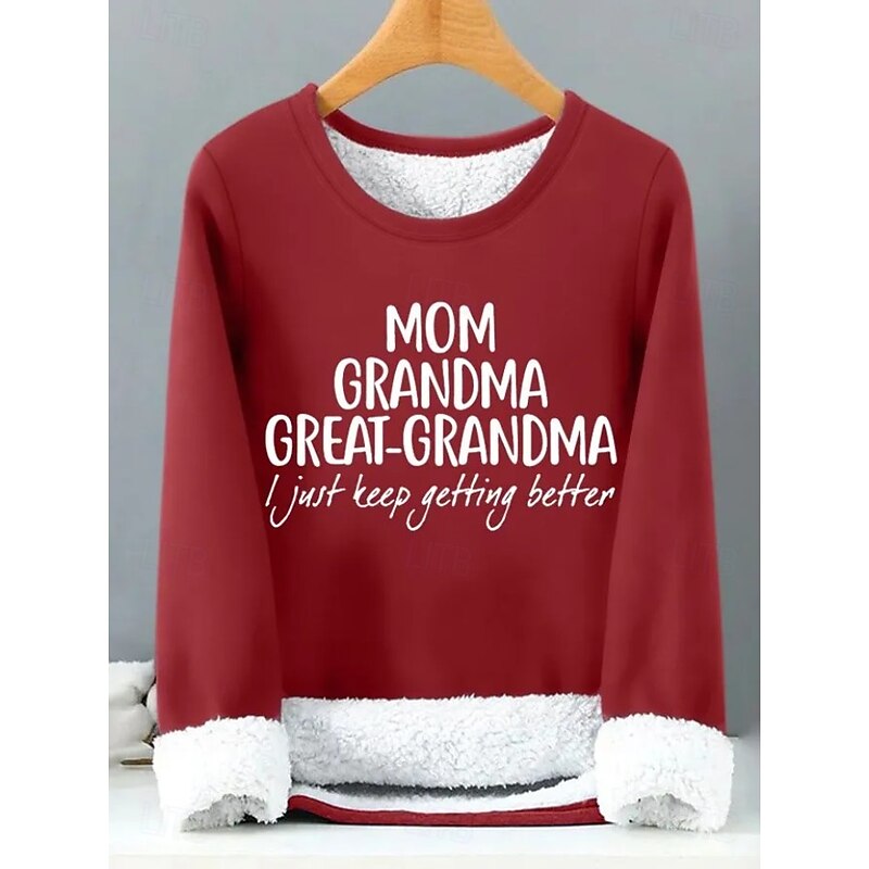 Women's Pullover Sweatshirt Letter Casual Comfrt Long Sleeve Crew Neck Round Neck Regular Tops Street Dailywear Print Black Pink Red Blue Gray Fall Winter4