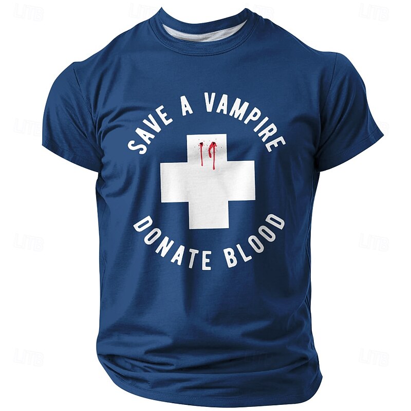 Men's Graphic T-Shirt - Save A Vampire Donate Blood Funny Pun Tee2