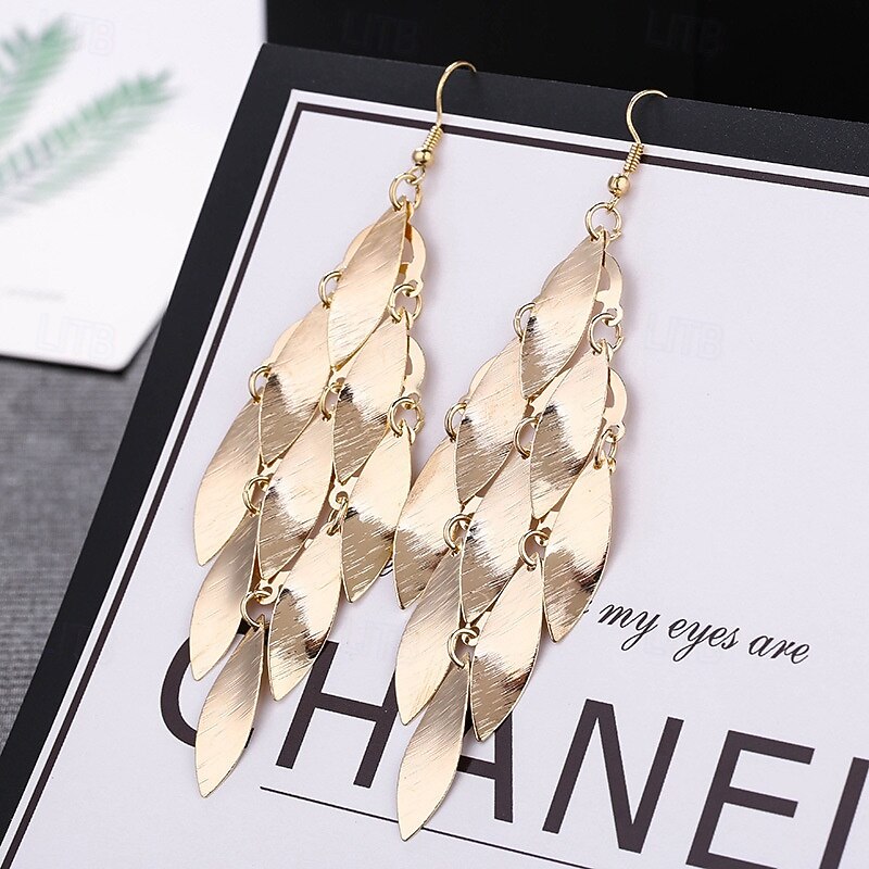 Drop Earrings Classic Leaf Earrings Jewelry Silver / Black / Gold For Wedding Valentine's Day Gift Engagement Festival3