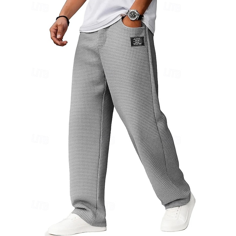 Men's Sweatpants Trousers Waffle Pants Drawstring Pocket Elastic Waist Plain Comfort Sports Outdoor Daily Fashion Casual Dark Brown Black Micro-elastic2