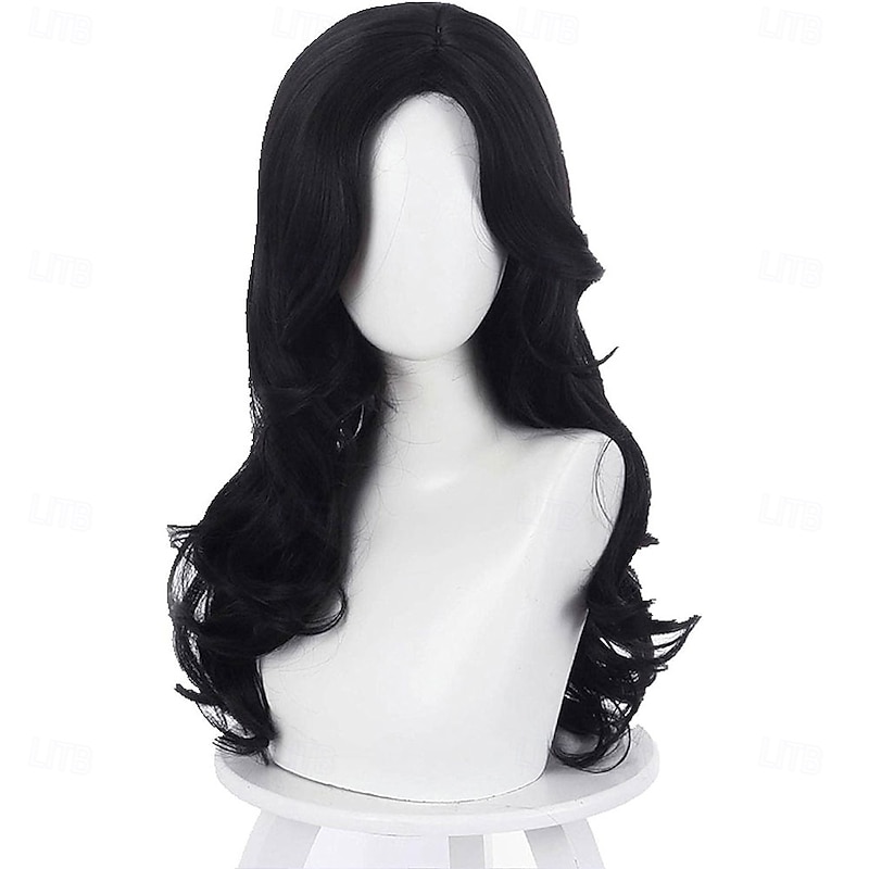 Yennefer of Vengerberg 60cm Long Black Wavy Wig Women Role Play Black Hair Cosplay Wavy Wig  Wig Cap