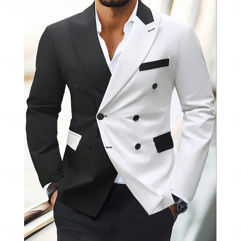 Men's Wedding Homecoming Party Suits Peaked Lapel Red Burgundy Patchwork Tailored Fit 2 Piece