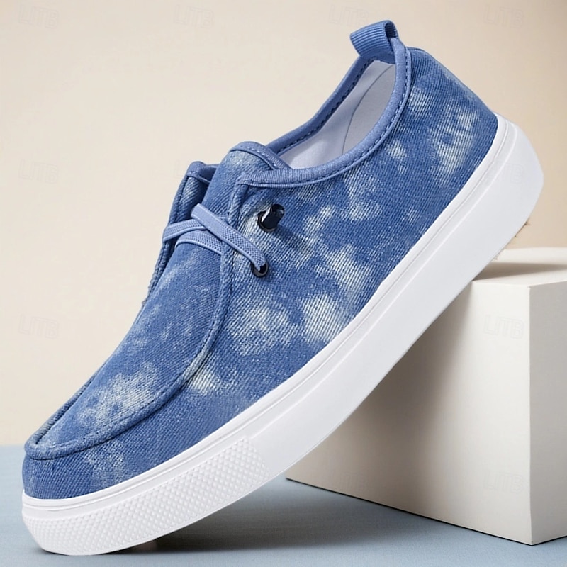 Men's Blue Casual Sneakers with Gradient Design, Comfortable Lace-Up Shoes for Streetwear, College and Daily Outfits