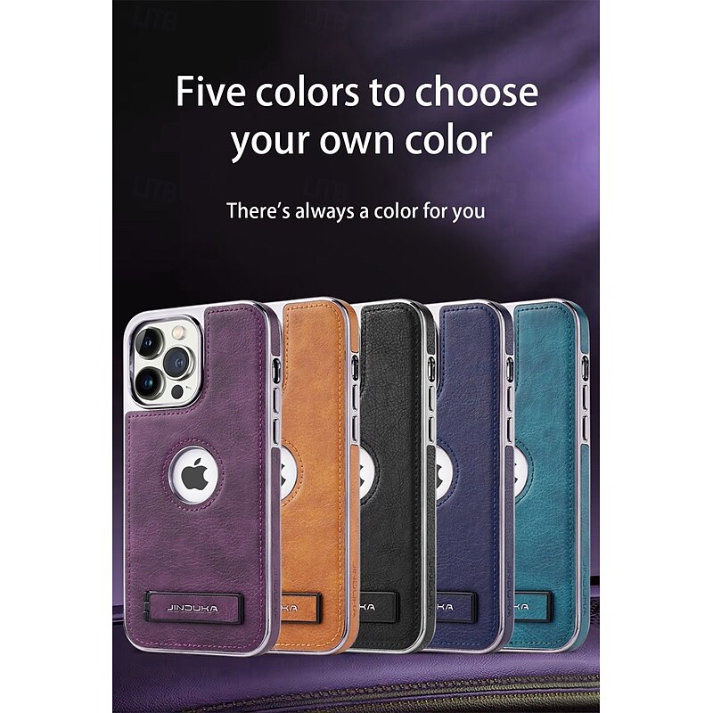 Phone Case For iPhone 16 15 14 Pro Max Plus 13 Pro Max Back Cover with Stand Holder Shockproof Retro TPU PU Leather2