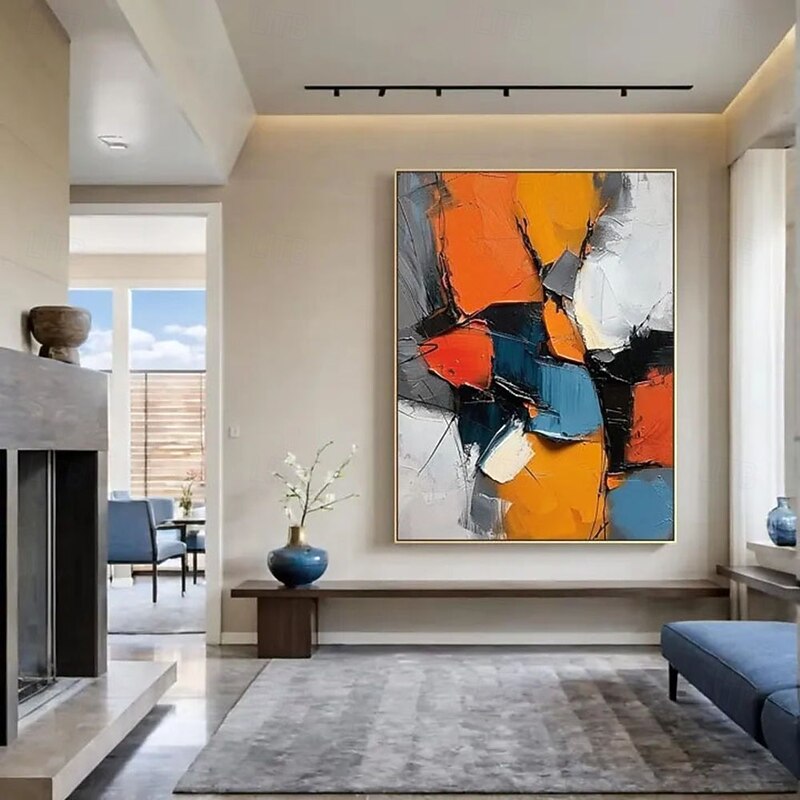 Handmade 3D Oil Painting Abstract Modern Artwork with Vibrant Colors Rich Hues Created Using Impasto Technique Showcasing Textured Brushstrokes Perfect for Interior Decor - Main Image