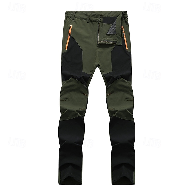 Men's Hiking Pants Trousers Fleece Lined Pants Softshell Pants Winter Outdoor Thermal Warm Windproof Zipper Pocket Stretchy Pants / Trousers Bottoms Elastic Waist Black Army Green Fleece Hunting