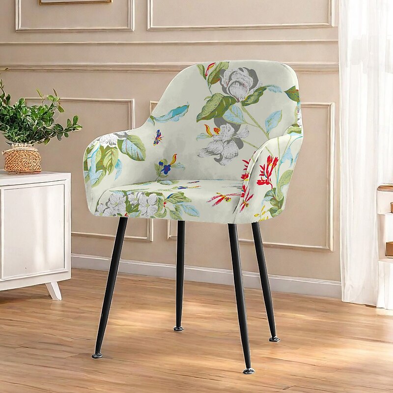 Office Chair Cover & Stool Cover - Geometric Print Stretch Polyester Slipcovers | Anti-Slip Seat Covers for Desk Chairs, Bar Stools4