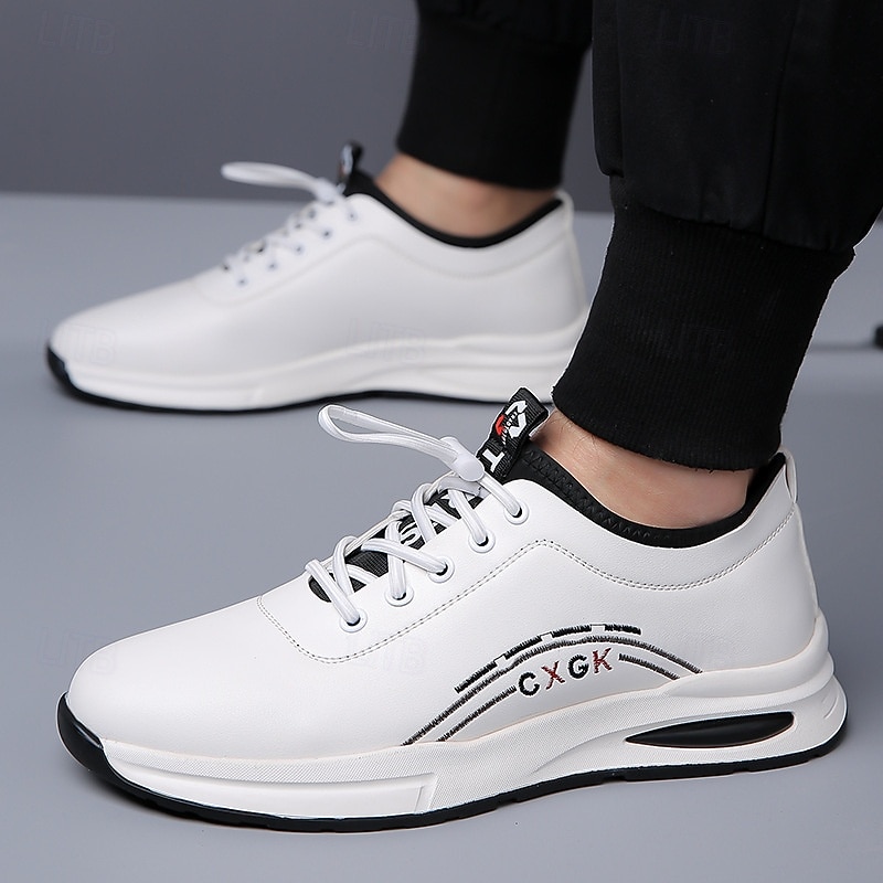 Men's White Athletic Sneakers with Arch Support – Lightweight Casual Walking Shoes for Daily Wear, Travel and Street Style2