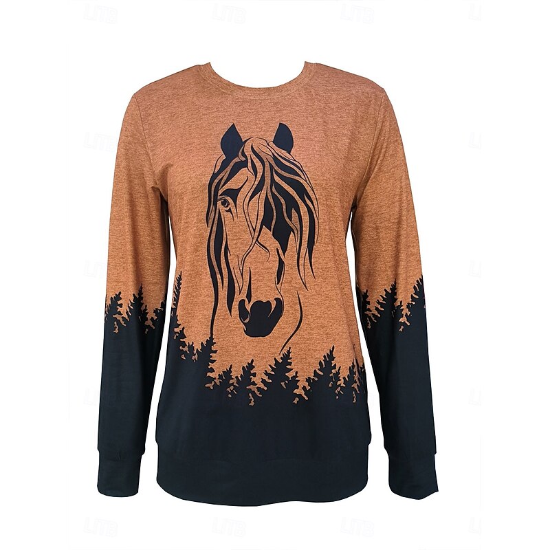 Women's Pullover Sweatshirt Graphic Animal Casual Long Sleeve Crew Neck Regular Tops Street Casual Holiday Print White Pink Blue Brown Green Spring Fall Winter2