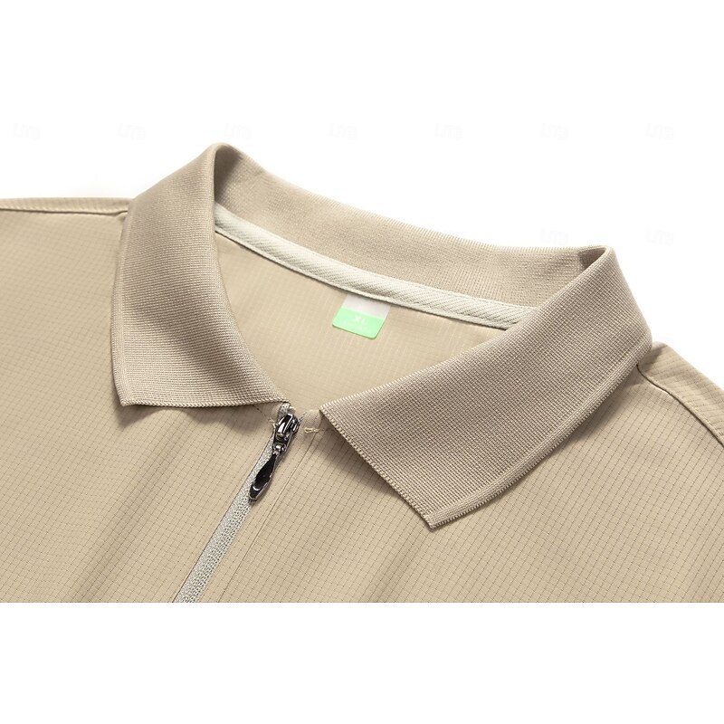Men's Waffle Polo Shirts Golf Shirt Casual Sports Lapel Quarter Zip Short Sleeve Fashion Basic Plain Quarter Zip Plain Summer All Seasons Regular Fit Black White khaki Gray Waffle Polo Shirts4