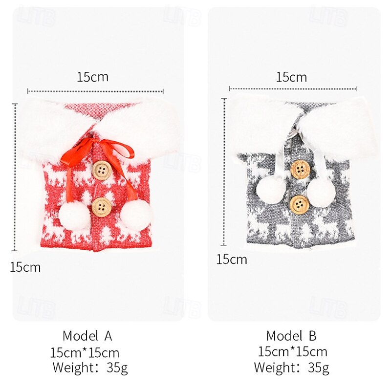 2Pcs Christmas Wine Bottle Covers, White Collar Printed Burlap Wine Bottle Sleeves, Holiday Rustic Wine Bottle Decorations2