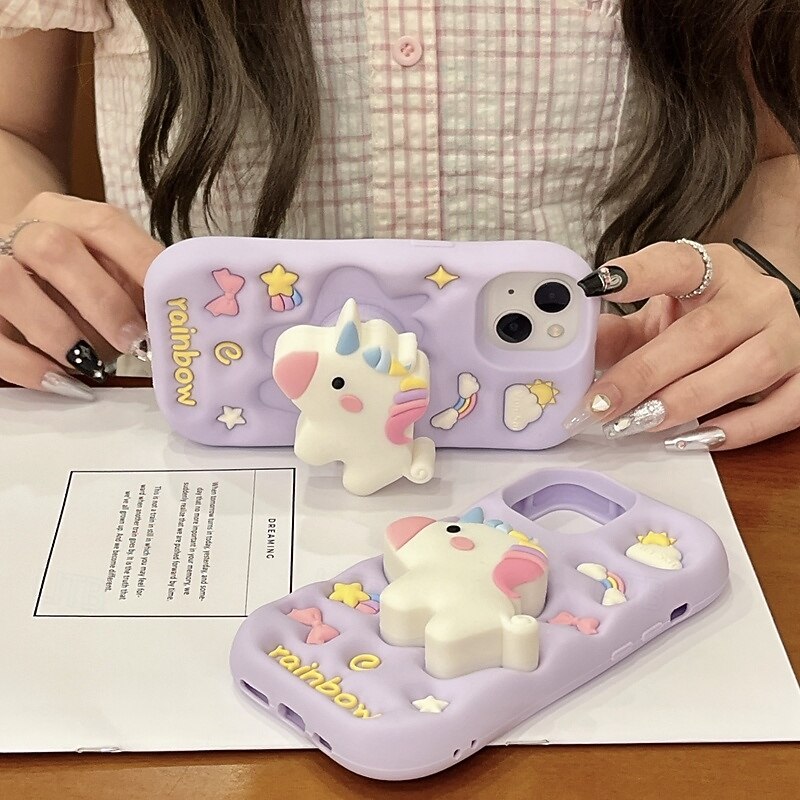 Phone Case For iPhone 16 Pro Max Plus 15 14 Pro Max Plus 13 Pro Max Back Cover Kickstand Shockproof Cartoon Silicone4