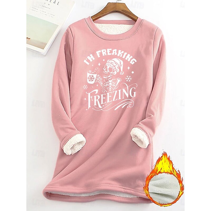Women's Pullover Sweatshirt Graphic Letter Warm Casual Fuzzy Long Sleeve Crew Neck Round Neck Regular Tops Street Casual Light Pink Black Dark Pink Blue Spring Fall Winter4