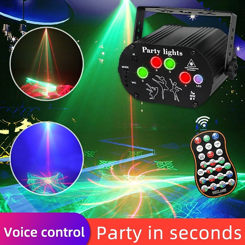 DJ Disco Stage Party Lights - Northern Laser Light Effect RGB Led Sound Activated Strobe Lighting with Remote Control for Indoor Birthday Halloween Karaoke Club KTV4