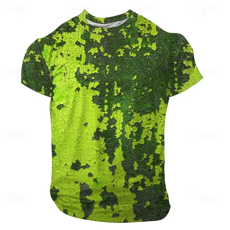 Men's Optical Illusion Blood Splatter Abstract 3D T Shirt Short Sleeve T shirt 3D Print Crew Neck Shirt Exaggerated Designer Party Street Casual Yellow Red Blue Summer Spring All Seasons Clothing3