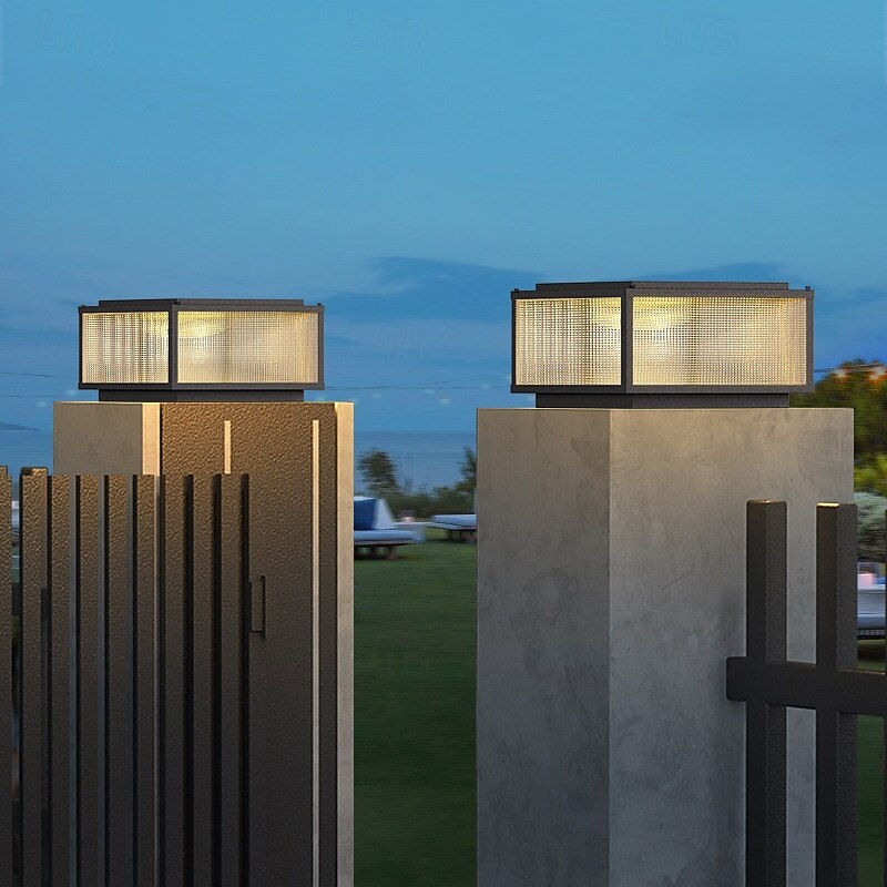 LED Outdoor Post Lights Warm White 30cm Nordic Style Outdoor Column Lights Fence Post Cap Lights Waterproof IP54 for Deck Suitable for Door Stone Pillars Garden lamp Post3