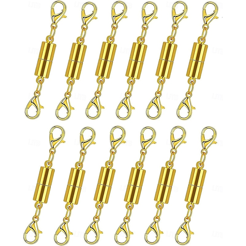 12 Pack Magnetic Necklace Clasps and Closures. Necklace Jewelry Extender with Strong Magnet. Magnetic Necklace Clasp for Jewelry Necklace Bracelet Making. Gold and Silver Plating3