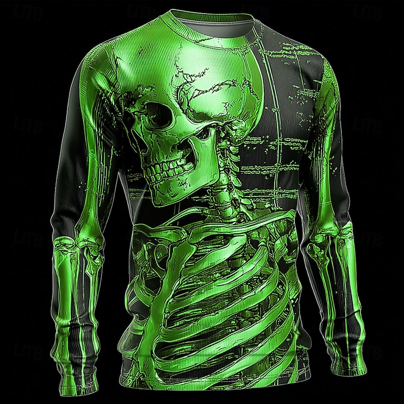 Halloween Men's Cool Skulls Pullover Sweater Jumper Knitwear Crewneck Casual Street Daily Festival 3D Print Keep Warm Long Sleeve Spring Fall Winter Lake blue Violet Gold3