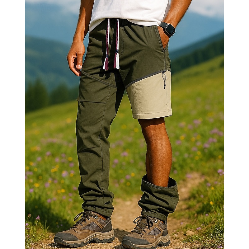 Men's Convertible Zip Off Pants Hiking Pants Trousers Softshell Pants Outdoor Regular Fit Waterproof Windproof Bottoms Pocket Black Army Green Camping / Hiking Running S M L XL XXL