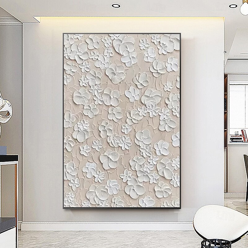 Mintura Handmade 3D Textured Flower Oil Paintings On Canvas Wall Art Decoration Modern Abstract Picture For Home Decor Rolled Frameless Unstretched Painting