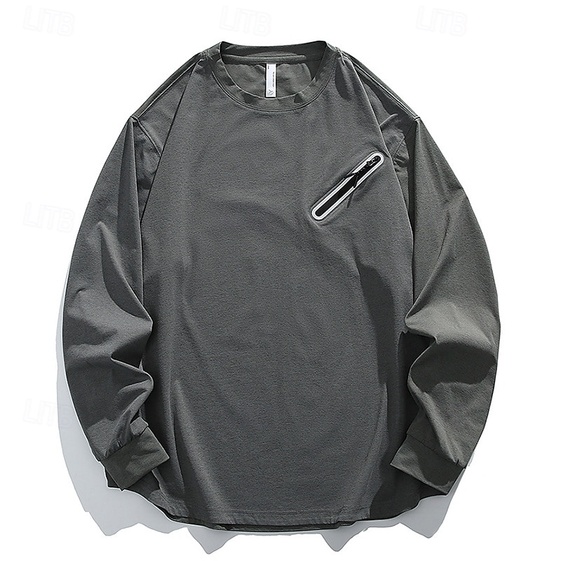 Men's Hiking Shirt Hiking top Long Sleeve Crew Neck Top Outdoor Quick Dry Sweat wicking Polyester Dark Grey Black Light Grey Tennis Golf Running4