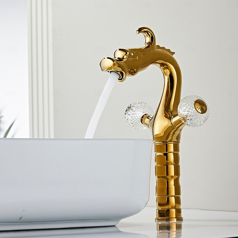 Bathroom Sink Faucet - Classic Electroplated Centerset Two Handles One HoleBath Taps4