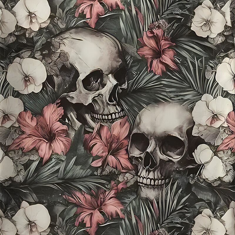 Men's Day of the Dead Skulls Flowers Shirt Summer Shirt Button Up Shirt Short Sleeve Dark Gothic Style Holiday Summer Spring Turndown 3D Print Collared Shirts Front One Pocket Yellow Pink Blue2