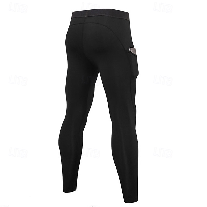 Men's Compression Tights Leggings Thermal Compression Pants Sports Baselayer with Pockets High Waist Bottoms Athleisure Gym Workout Quick Dry Warm Gym Basketball Athletic Regular Fit Sportswear3