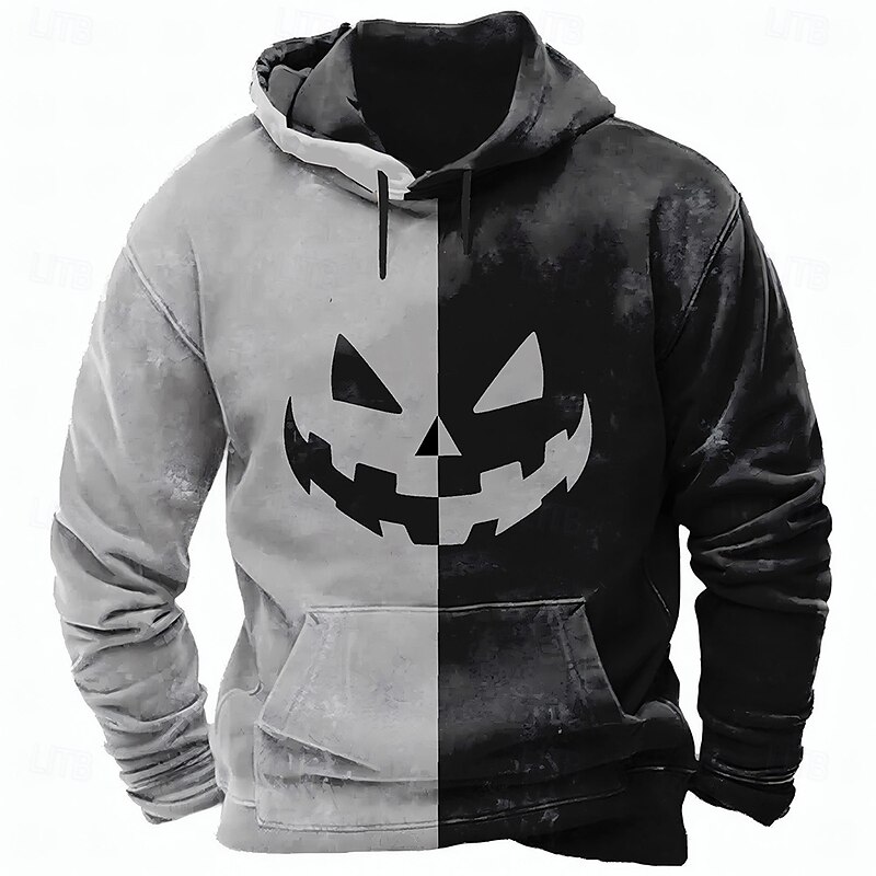 Halloween Men's Graphic Pumpkin 3D Sweatshirt Punk Exaggerated Long Sleeve Crew Neck Club Streetwear Purple Orange Drawstring 3D Fall Winter Designer2