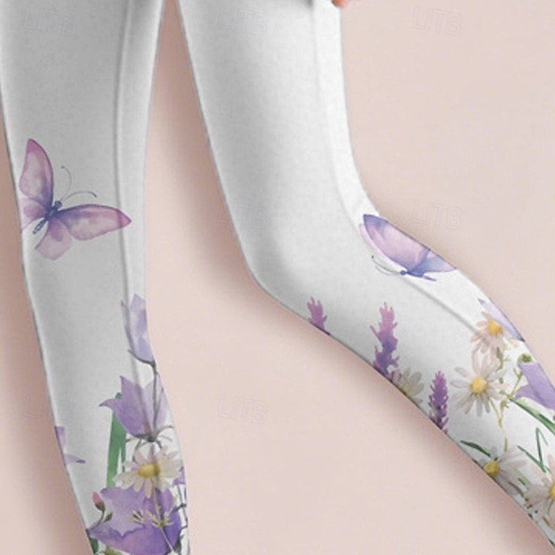 Girls' 3D Butterfly Pants Leggings Spring Fall Cute Basic Kids 4-12 Years Outdoor Casual Daily Regular Fit4