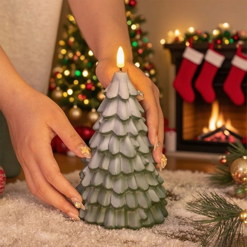 Rubber Christmas Tree Night Light Christmas Decorative Atmospheric Light Xmas Gift for Indoor Bedside Desktop Ornament2