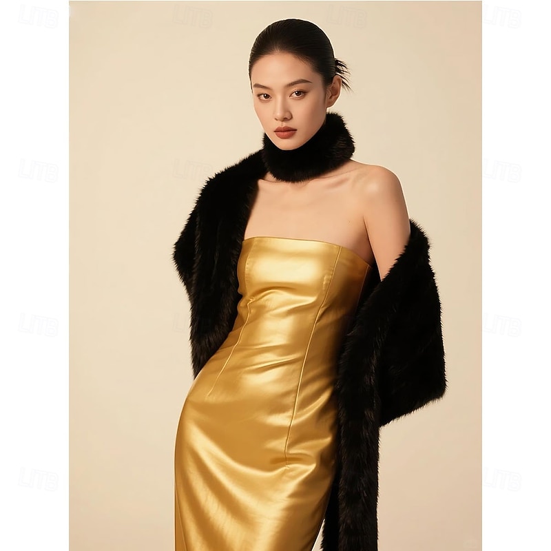 Long Women's Faux Fur Collar Scarf Wrap Cold Winter Warm Wrap Stole Shawl Shrug Neck Warmer2