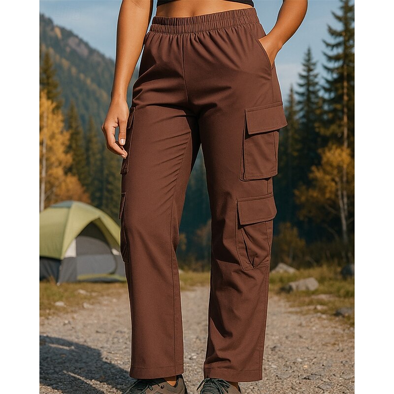 Women's Cargo Pants Hiking Pants Trousers Outdoor Regular Fit Waterproof Windproof Pants / Trousers Elastic Waist Black Brown Camping / Hiking Hunting Running S M L XL XXL4