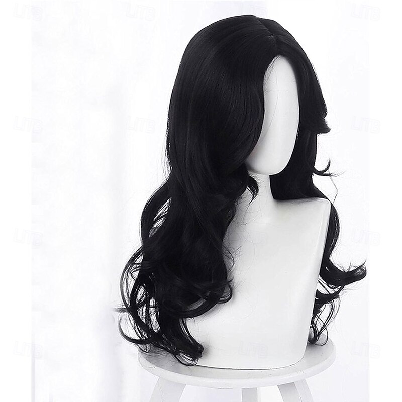 Yennefer of Vengerberg 60cm Long Black Wavy Wig Women Role Play Black Hair Cosplay Wavy Wig  Wig Cap2