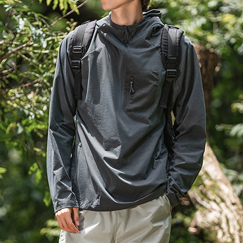 Men's Hiking Shirt UV Protection Shirt Long Sleeve Top Outdoor UV Sun Protection Quick Dry Breathable Polyester Dark Grey Light Grey Green Tennis Camping / Hiking / Caving Running