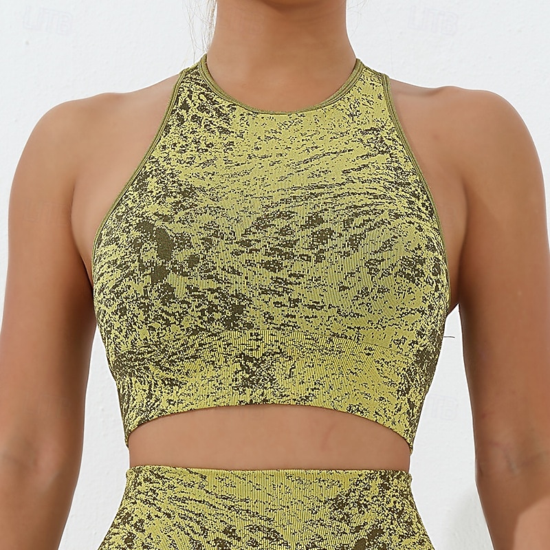 Women's Workout Tank Tops Sports Bra Underwear Medium Support Breathable Criss-Cross Back Print Sport Activewear Black Blue Gym Workout Athletic2