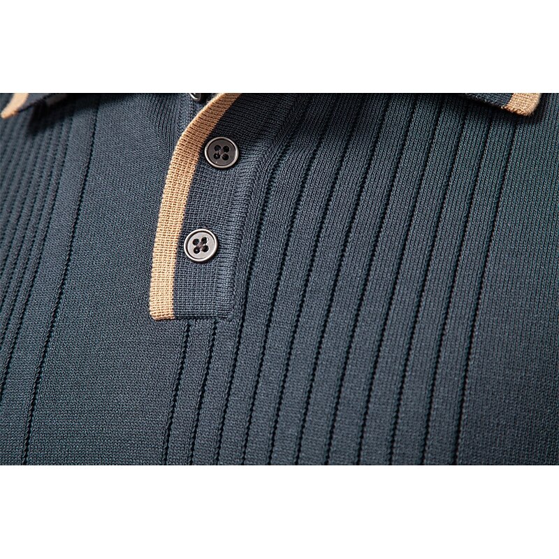 Men's Pullover Sweater Jumper Knit Regular Tops Color Block Buttons Solid Color Polo Collar Vintage Daily School Home Clothing Apparel Spring Fall Blue Brown S M L3