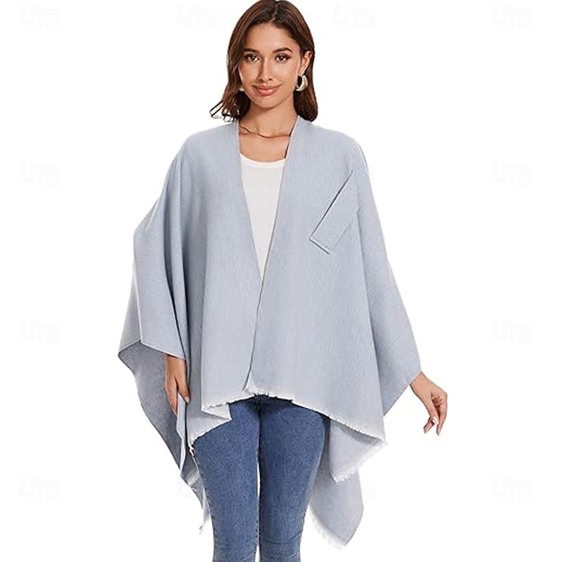 Shawl Wraps for Women Elegant Knitted Cape Open Front Poncho Scarf Blanket Cardigan Coat for Autumn and Winter4