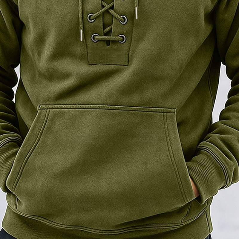 Men's Hoodie Black Army Green Gray Hooded Plain Drawstring Front Pocket Sports & Outdoor Daily Holiday Streetwear Basic Casual Winter Spring &  Fall Clothing Apparel Hoodies Sweatshirts3