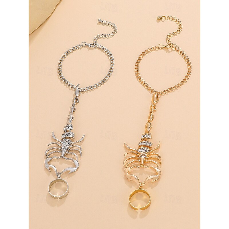 Women's Halloween scorpion shaped rhinestone bracelet arm chain, Edgy punk style, Perfect for party outfits and bold costumes4