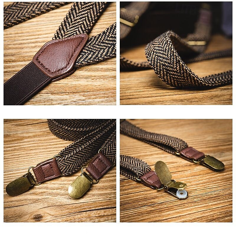 Men's Suspenders Waist Belt Brown Polyester Alloy Adjustable Plain Plaid / Striped / Chevron / Round Daily Formal Evening4