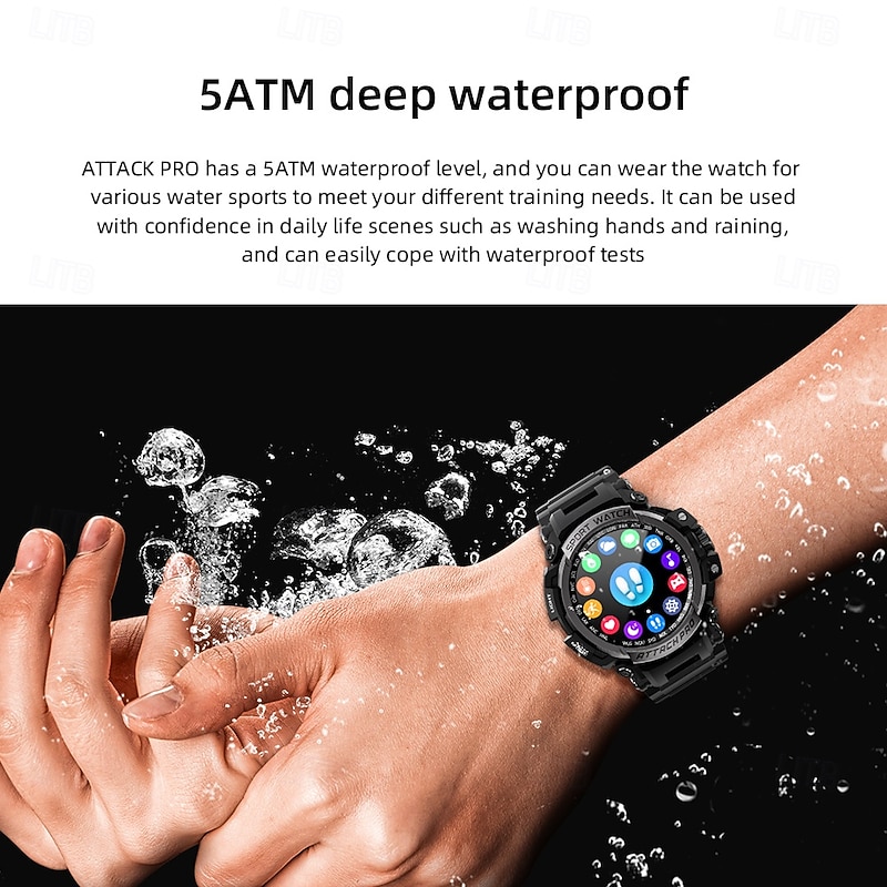LOKMAT ATTACK PRO Smart Watch 1.32 inch Smartwatch Fitness Running Watch Bluetooth Pedometer Call Reminder Sleep Tracker Compatible with Android iOS Women Men Long Standby Hands-Free Calls Waterproof3