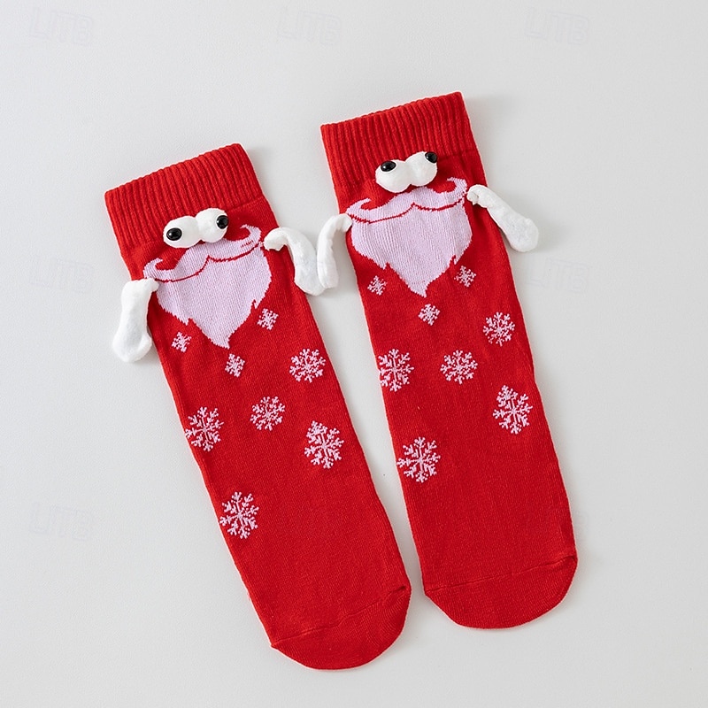 Magnetic Couple Socks with Cute Hand-Holding Design, Funny Matching Socks for Lovers, Mid-Calf Christmas Socks with Magnet, TikTok Trend Gift for Couples