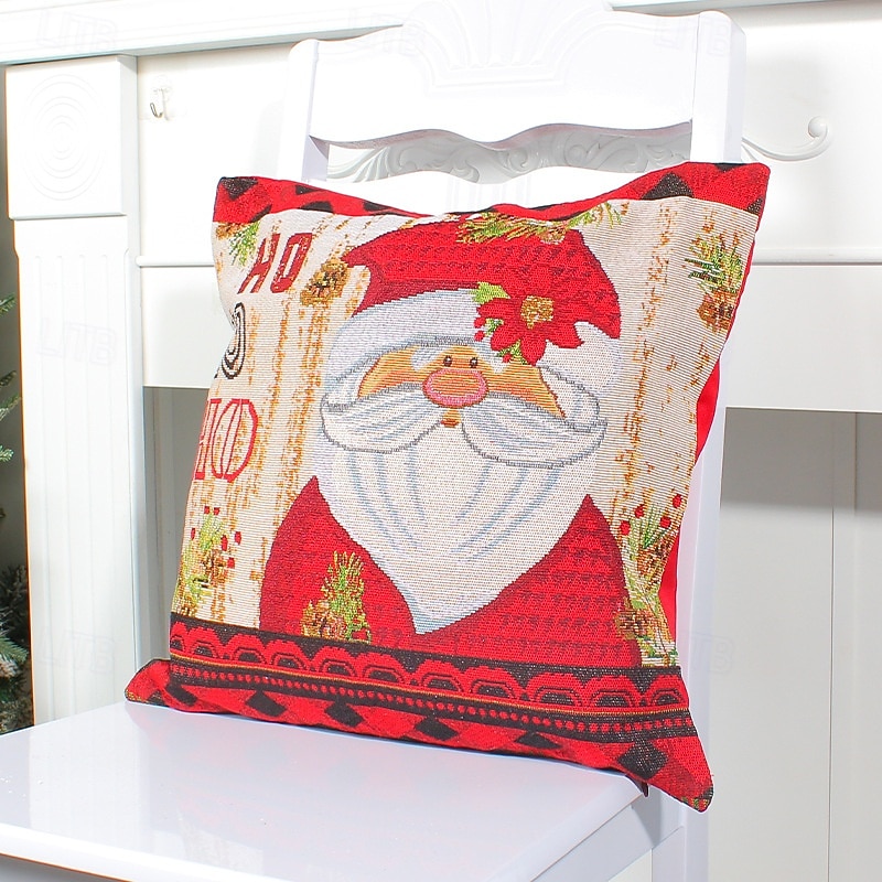 Christmas Pillow Cover Santa Claus Cartoon Design Linen Cushion Case for Sofa Car Holiday Decor Christmas Tree Themed Throw Pillow Festive Home Accessory2